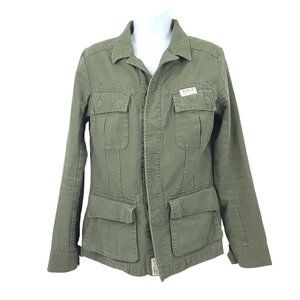 True Religion Army Green Utility Jacket READ Womens Size XS Shirt Long Sleeve